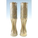 A pair of Second World War trench art vases