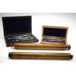 Two boxed sets of mid 20th Century draughtsman's instruments (one set with losses) together with two