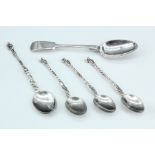 Three silver apostle coffee spoons, bearing unidentified assay marks [possibly Scottish