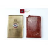 A 1940s Emu Brand standphast goldoid cigarette case having a "Aston Villa Shareholders