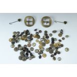 A quantity of 19th Century livery, railway, branded and other vintage buttons, together with brass