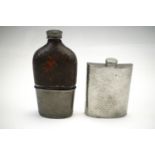A pewter hip flask and one other