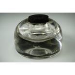 A early 20th Century Waterman's Ink hand-blown glass inkwell, 9 cm diameter