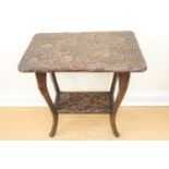 A early 20th Century "Liberty Japanese" carved side table, 64 x 39 x 71 cm