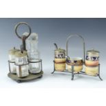 A Noritake and electroplate condiment set, 1930s, together with a cut glass and electroplate