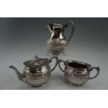 A Victorian Philip Ashberry three-piece electroplate teaset