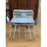 A 1950s - 1960s "Barget Built" kitchen table and three chairs, together with a kitchen sideboard, in