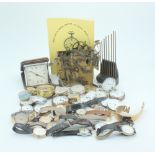 Various pocket watch movements, wristwatches, clock movement, silver pocket watch etc