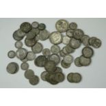 A quantity of pre-1947 British silver coins, 193 g
