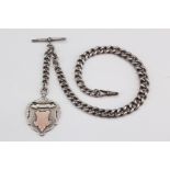 A Victorian silver graduated curb link watch chain, (damaged swivel), Birmingham, 1897 with a an