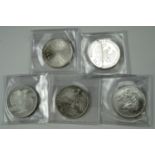 Five "The 1972 Munich Olympics" silver coins