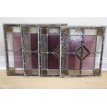 Four leaded stained glass panels, 49 x 43 cm