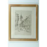 A Dawson, Rouen, rue de la Grosse Horloge, a 19th Century depiction of the French town, framed