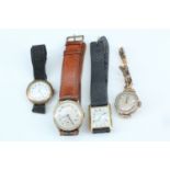 Four various wristwatches in gold plates cases, circa 1920s - 1990s