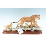 Border Fine Art African lioness and cubs, ltd edition no 1/750 43 cm x 20 cm boxed (as new)