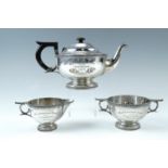 An early 20th Century "Workington Hall Coursing" presentation Walker and Hall three piece silver
