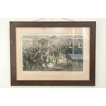 London Sketches - Changing Guard" at the Horse Guards", a Victorian watercolour tinted engraving, in