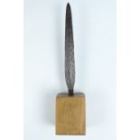 A Malayan or South Asian tanged spear head, of slender leaf form and exhibiting pronounced pamor,