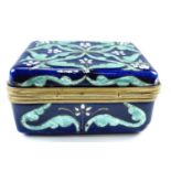 A fine late 19th Century gilt-mounted enamelled copper trinket box, bearing stylized symmetric