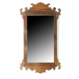 An old reproduction Georgian mahogany fret mirror, 49 cm x 28 cm