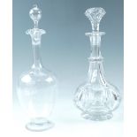 A William IV / early Victorian cut glass decanter, together with a Belle Epoque slender-necked