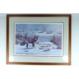 Marla Wilson "Winter Hunt" an alert fox in a snow cloaked landscape, signed limited edition print