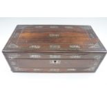 A large Victorian mother-of-pearl inlaid portable writing desk, 50 cm x 26 cm x 17 cm