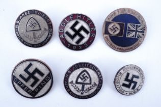 Six replica German Third Reich lapel badges