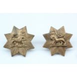 A pair of Victorian Worcestershire Regiment other rank's collar badges