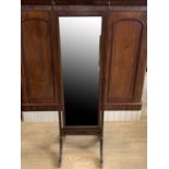 A reproduction George III mahogany cheval mirror, 167 cm