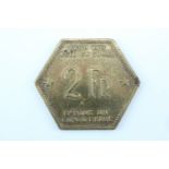 A 1943 Belgian Congo 2 franc coin