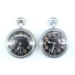 A Second World War British military Waltham pocket watch together with one other, similar, (a/f)