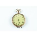 A late 19th / early 20th Century lady's Elgin 9 ct gold fob watch, (a/f), 33 mm excluding bow and