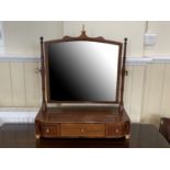 A George III string-inlaid mahogany swivel toilet mirror, 66 cm x 58 cm