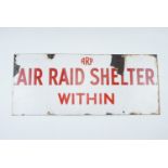 A Second World War enamel ARP air raid shelter sign, 61 cm x 25 cm