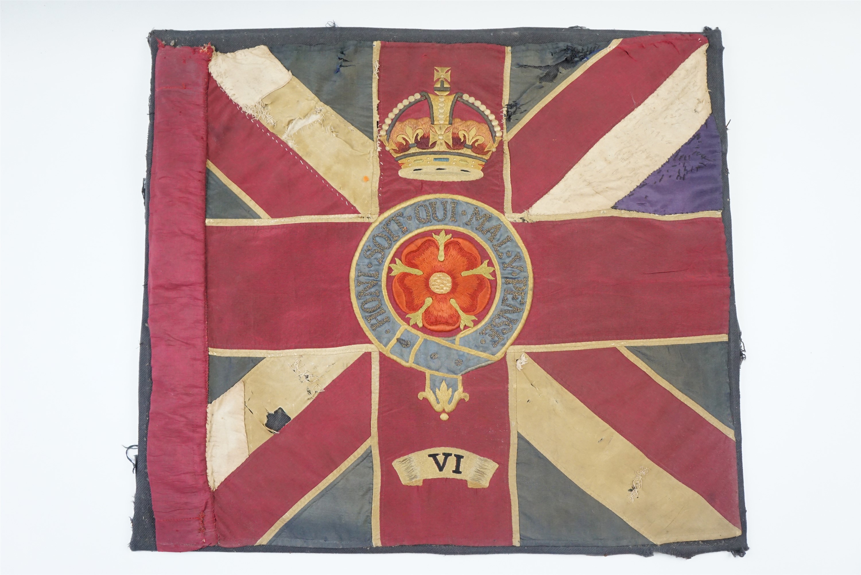 A George V - George VI 6th Battalion Royal Fusiliers embroidered flag, 45 cm x 51 cm - Image 2 of 2