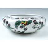 A Kewdos hand-enamelled porcelain fruit bowl, late 20th Century, 23 cm