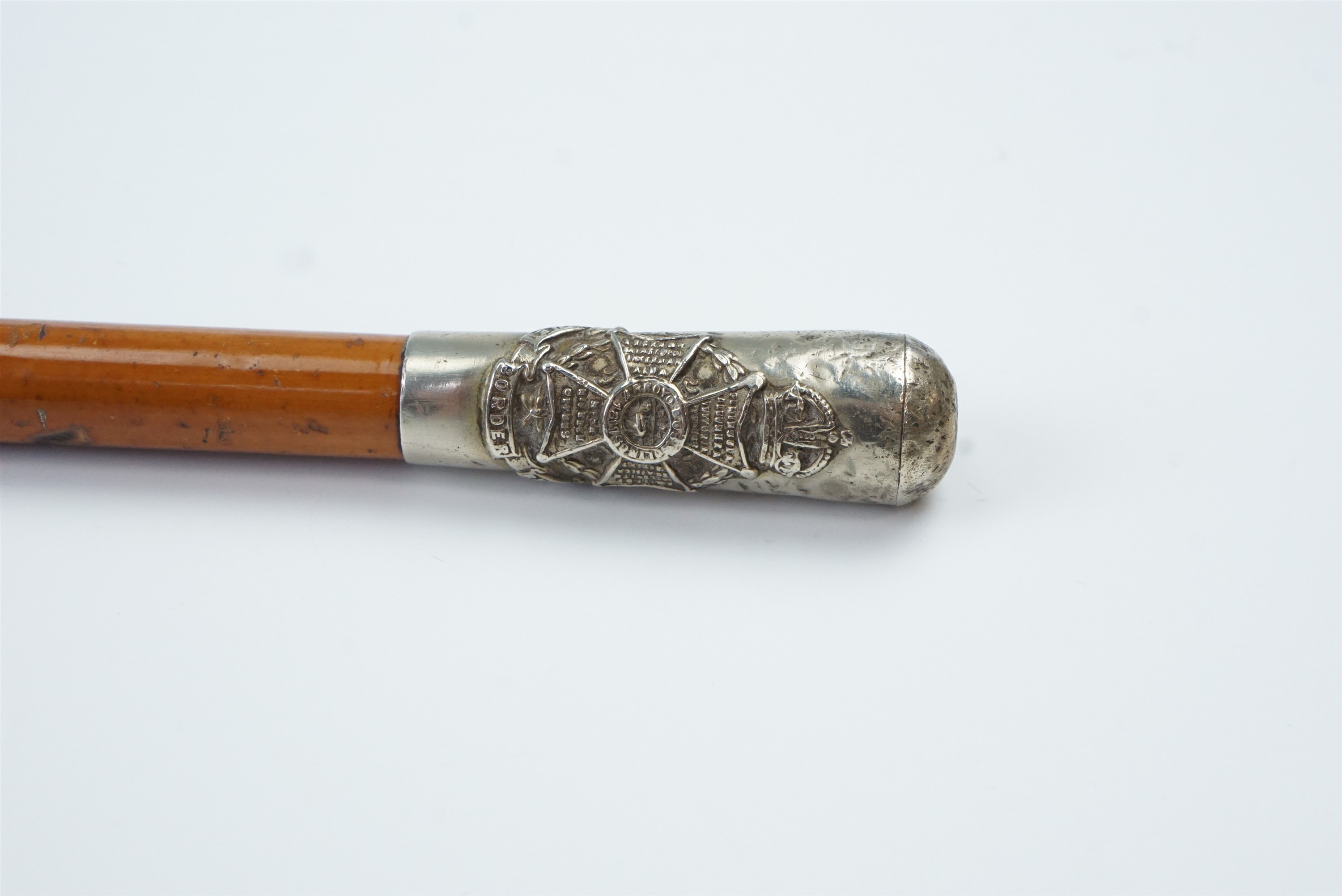 An early 20th Century Border Regiment swagger stick - Image 3 of 4