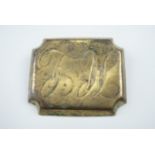 A 19th Century engraved brass saddlery or luggage plaque, 7 cm x 6 cm