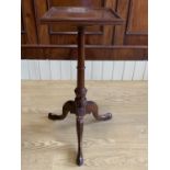 A reproduction Georgian square-topped mahogany tripod lamp table, 64 cm high