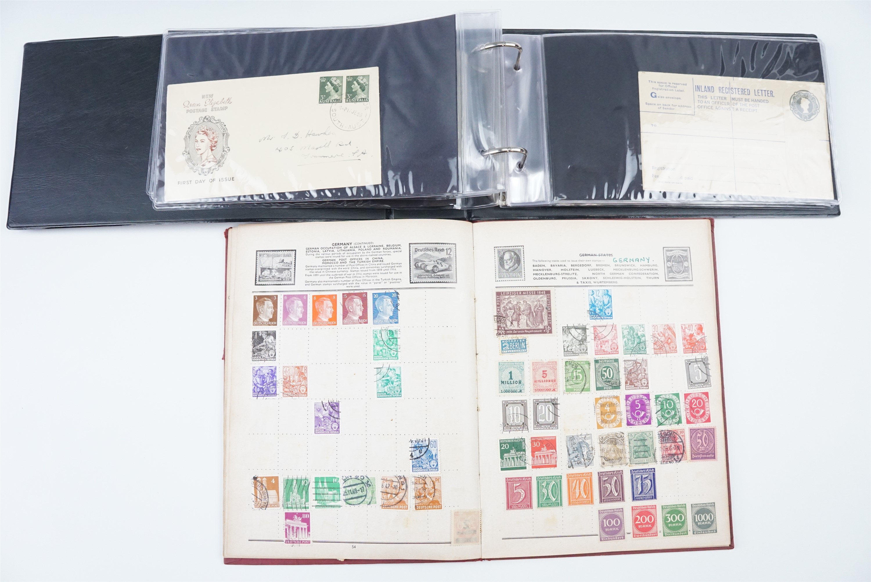 An album of First Day Covers, 1940s - 1970s, other covers, stamps etc, together with a juvenile