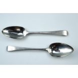A pair of Georgian silver Hanoverian table spoons, Thomas Wallis II, London, 1804, 125 g, 22.5 cm