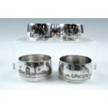 A set of four early 20th Century Egyptian / Middle Eastern niello and white metal napkin rings,
