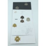 A group of 16th of Foot, Bedfordshire / Hertfordshire Regiment and related cap badges