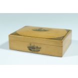 A Mauchline ware box depicting Ely Cathedral, 11cm x 8 cm x 4 cm