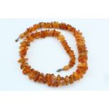 A necklace of irregular amber beads, 45 mm