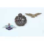 A Royal Flying Corps enamelled Sterling white metal sweetheart brooch, together with an officer's