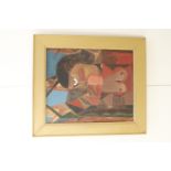 J Slemz, a Modernist portrait of a woman, oil on canvas, signed and dated 1952 lower right, in a