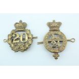 20th and 24th Regiments of Foot glengarry badges