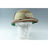 A tropical helmet by "John Burton, Civic and Military Tailor, Secunderabad, by special appointment